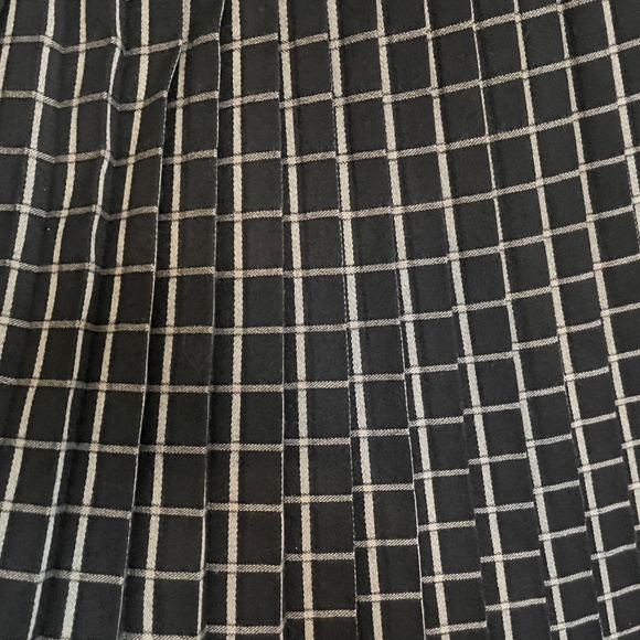 Vintage Midi Skirt Plaid Pleated Dark Academia Goth Wool Black Off White Sz 12 - Picture 9 of 11